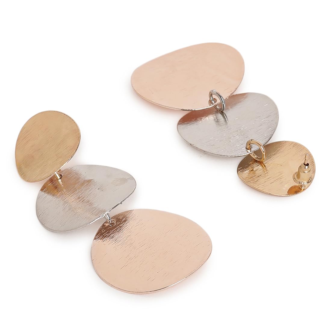 El Regalo Contemporary Geometric Multi Layers Earrings | Light Weight Statement Danglers | Round Curved Dangle Earrings For Girls & Women
