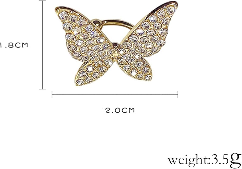 El Regalo 1PC CZ Crystal Butterfly Ear Cuff for Non-Pierced Ears - Gold Butterfly Wing Cartilage Clip-On Earring - Rhinestone Statement Butterfly Cuff Wrap Earrings for Women & Girls