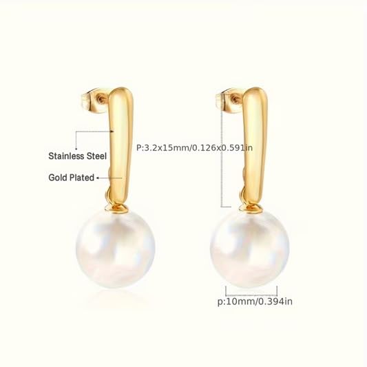 El Regalo Elegant Faux Pearl Earrings for Women - Elegant 18K Gold & Silver Plated Moti Jewelry Collection | Fancy Studs, Dainty Drops & Long Dangle Pearls Earrings for Girls (Style-6)