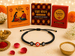 El Regalo Evil Eye Rakhi for Brother Wrapped on Raksha Bandhan Card with Roli Chawal in Gift Box