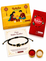 El Regalo 1PC Elephant Evil Eye Rakhi for Brother with & Message Card in Gift Box (Black Elephant Black Rakhi)