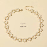 El Regalo Pearls Flowers Choker Necklace- Elegant Faux Pearls, Round Hollow Design Temperament Flower Choker Necklace for Girls & Women