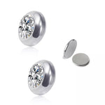 El Regalo 2 Pairs Non-Pierced CZ Magnetic Clip-On Unisex Earrings for Men/Women/Girls/Boys - Colorful CZ Fake Crystal Ear Stud Earrings (Blue & White)