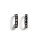 El Regalo 2 Pairs Tribal Oxidized Half Hoop Earrings, Huggie Earrings- Hammered Bohemian Oxidized German Silver Baali Earrings (Option-4)
