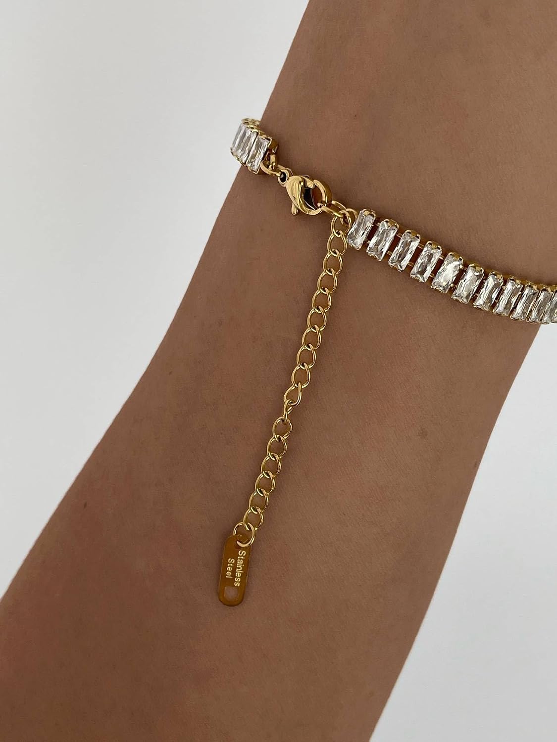 El Regalo Personalized Initial Letter Bracelet for Women | Gold Finish Tennis Bracelet with Alphabet Charm | Adjustable Stainless Steel Zircon Bracelet | Anti Tarnish Jewelry (A Letter)
