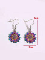El Regalo Vintage Sunflower Earrings- Bohemian Sunflower Hook Earrings for Girls & Women (Rainbow)