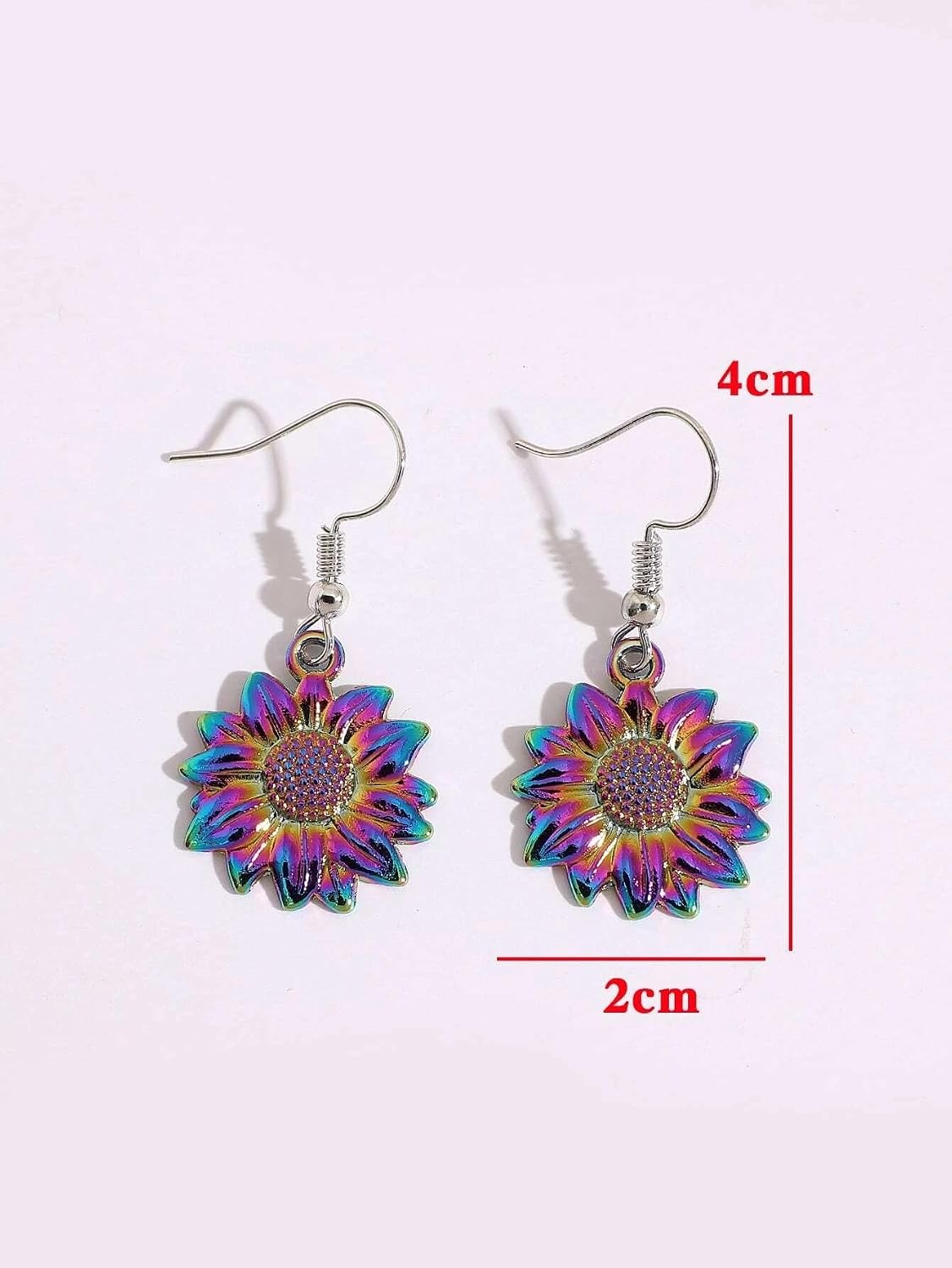El Regalo Vintage Sunflower Earrings- Bohemian Sunflower Hook Earrings for Girls & Women (Rainbow)