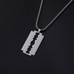 El Regalo 1 PC Men's Stainless Steel Necklace for Boys/Men- Gift for Him- Razor, Rings, Football, Cross (Razor)