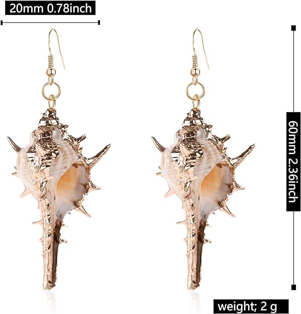 El Regalo Womens 1 Pair Golden Electroplated Shell Earrings (Style-5)