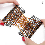 El Regalo 2PC Magic Easy Hair Combs Clips- Fancy Double Stretching Combs Clip Thick & Thin Hair Multistyling Hair Accessory For Women & Girls (Brown & Red)