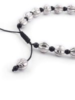 El Regalo 2 PCs Boho Macrame Adjustable Oxidized German Silver Bead Anklet for Girls & Women (Carved Beads)