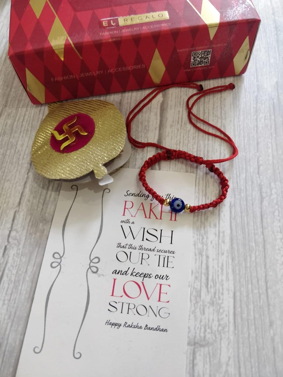 El Regalo Rakhi for Babies - beautiful Evil Eye Nazaria Rakhis for Little Brother/Niece/Nephew Rakhis for Kids/Babies/Toddlers (Red Evil Round)