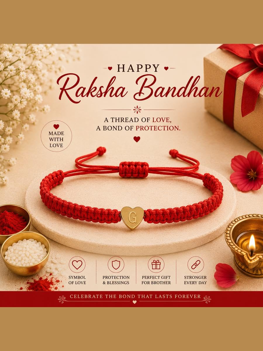 El Regalo Red Ethnic Rakhi Dori Unisex Rakhi-Adults - G letter