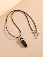 El Regalo 1 PC Hexagonal 6 Faces Healing Crystal Unisex Necklaces for Men/Women/Girls/Boys- Healing Stone Pendant Jewelry (Black Onyx)