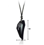 El Regalo Wolf Tooth Austria Crystal Pendant Adjustable Black Cord Unisex Necklace for Women & Men (Black)