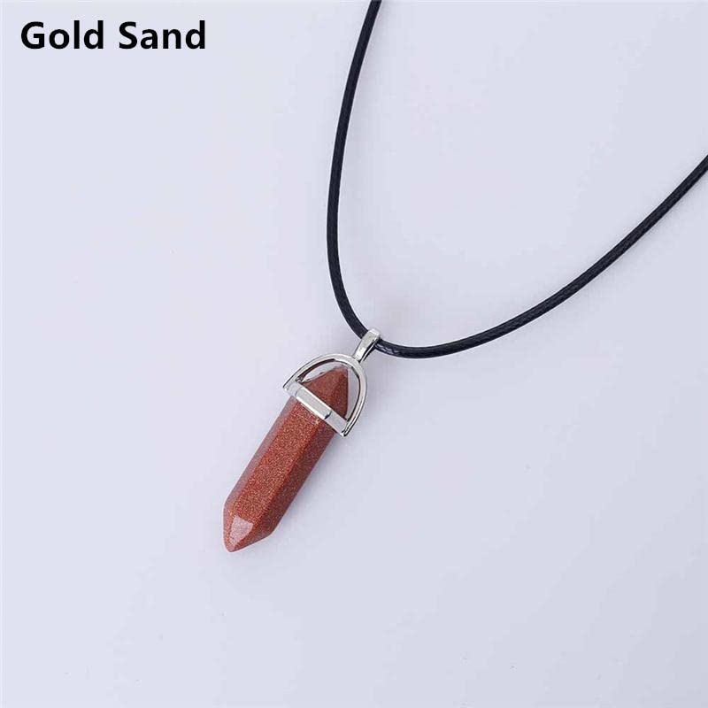 El Regalo 1 PC Hexagonal 6 Faces Healing Crystal Unisex Necklaces for Men/Women/Girls/Boys- Healing Stone Pendant Jewelry (Synthetic Gold Sandstone)