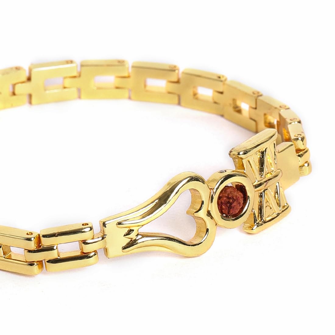 El Regalo Golden Trident Rudraksha Bracelet for Men- Brass Trident Charm Chain Bracelet- Shiva Trishool Bracelet for Boys & Men