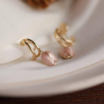 El Regalo Cute Tulip Flower Bud Stud Earrings- Pink Tulip Bud Drop Half Hoop Stud Earrings for Girls & Women- Valentines Gift for Her