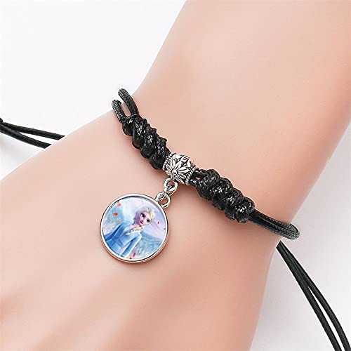 El Regalo 2 PCs Frozn Princess Bracelets for Girls | Faux Leather Adjustable Princess Bracelets (Red & Purple)