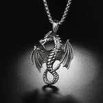 El Regalo Dragon Necklace for Men | Norse Viking Dragon Pendant Necklace with Chain | Gothic Dragon Wings Amulet Necklace | Stainless Steel Fantasy Jewelry for Men & Boys