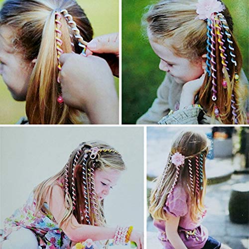 El Regalo Cute Girls Hair Band 6pcs/Lot Headband Crystal Long Elastic Headwear Rainbow Color Free Length Dreadlocks Hair Style Accessories (Rainbow)