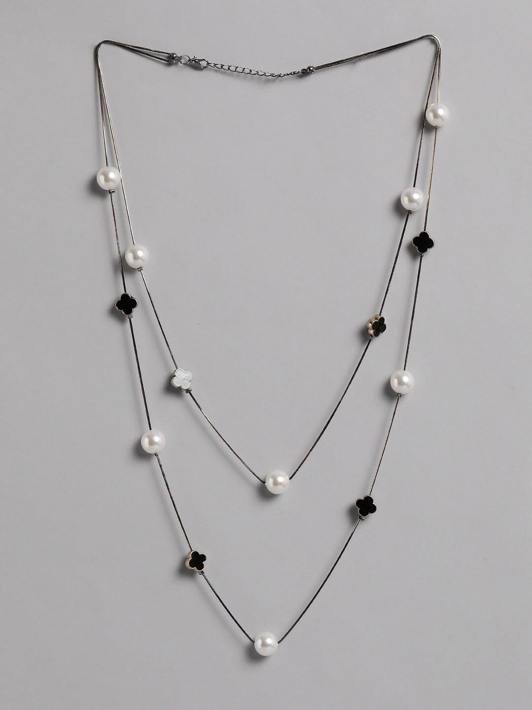El Regalo Pearls Multilayer Long Necklace for Girls/Women- Elegant Long Sweater Chain Statement Pearls Necklace Jewelry Accessories Dressy Collocation (Flower Pearl Chain)