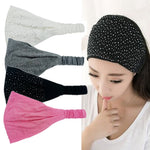 El Regalo Rhinestone Elastic Bandana Wide Sports Headband/Hair Band for Women & Girls (Black)