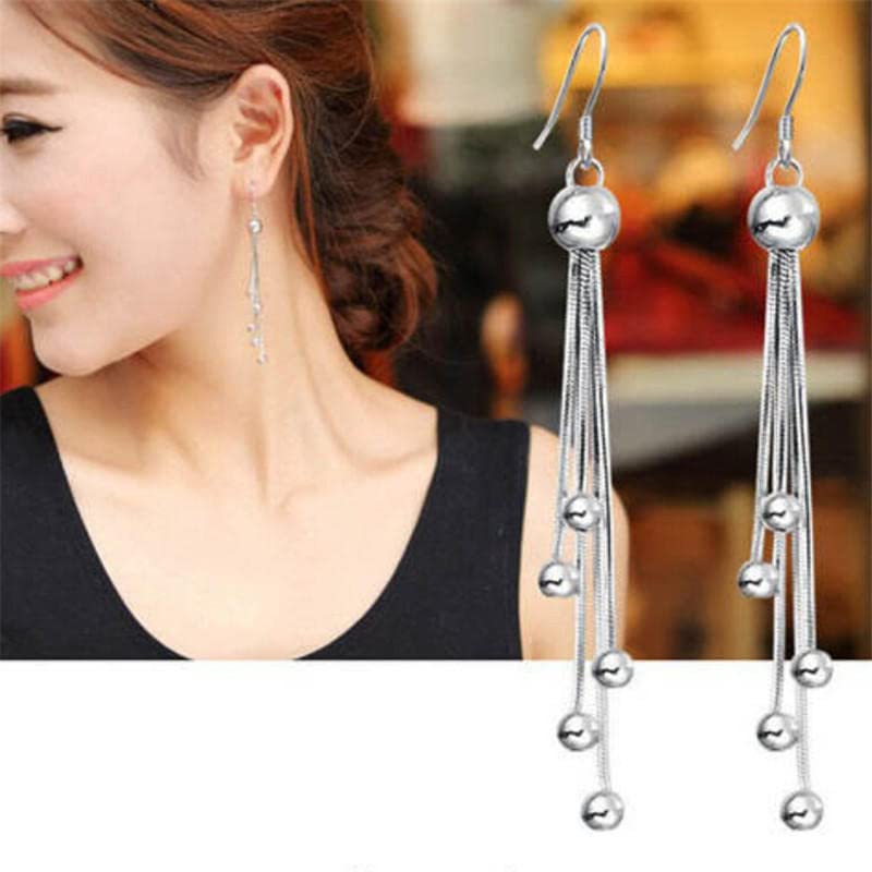 El Regalo Long Tassel Dangle Drop Bead Hook Earrings for Girls & Women- Retro Fashion Long Beaded Earrings