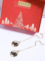 El Regalo 1 Pair Leaves Threader Earrings for Girls & Women- Statement Long Tassel Threader Earrings- Gift for Her (Black)