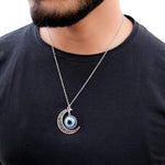 El Regalo 1 PC Evil Eye Hamsa Hand Unisex Pendant Necklace for Men & Women- Fancy Evil Eye Nazar Amulet (Crescent Moon Evil Eye)
