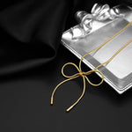 El Regalo Stainless Steel Bow Tie Pearl Necklace- Anti Tarnish, Waterproof, Minimalist, Statement Bow Choker Ribbon Necklace for Girls & Women (Golden Bow Snake)
