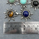El Regalo Vintage Style Natural Stones Gothic Sun Pendant Unisex Necklace (Rose Quartz- Pink)