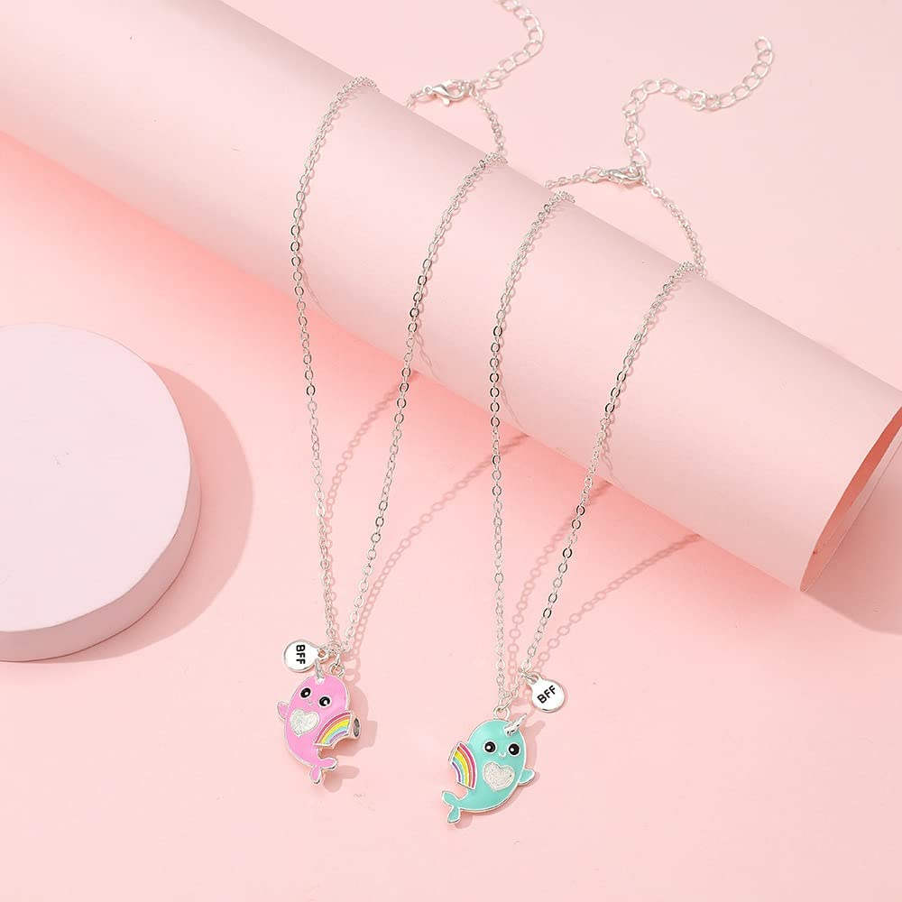 El Regalo Best Friend Forever 2Pcs-Split Magnetic Matching Bff Pendant Necklaces Set- Unicorns, Whales, Koalas Pendant Friendship Necklaces For Girls (Whales Bff Necklace)