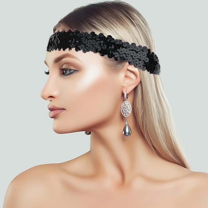 El Regalo 12PCs Sequin Headbands Set - Glittery Hair Bands/Hair Accessories for Kids, Teens & Women,Assorted