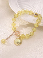 El Regalo 1 PC Dailsy Flower Sparkly Crystal Beads Tassel Bracelet for Girls/Teens/Women- Cute Crackle Beads Daisy Flower Stretch Bracelet (Yellow)