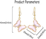 El Regalo Butterfly Drop Earrings for Women | Gold Plated Crystal Butterfly Dangle Earrings | Earrings for Girls | Cute Fashion Earrings (Pink)
