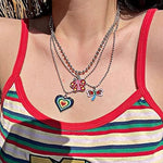 El Regalo 1 PC Cute Colorful Rainbow Cloud, Daisy Flower, Love Heart Pendant Necklaces for Toddlers/Kids/Girls/Teens/Women (Love Heart Pendant)