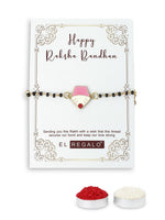 El Regalo Cute Evil Eye Nazaria Bracelet Rakhi for Babies/Kids with Roli Chawal, Rakhi Message card in Rakhi Gift Box- Baby Nazaria Rakhi (Cup Cake Nazaria Rakhi)
