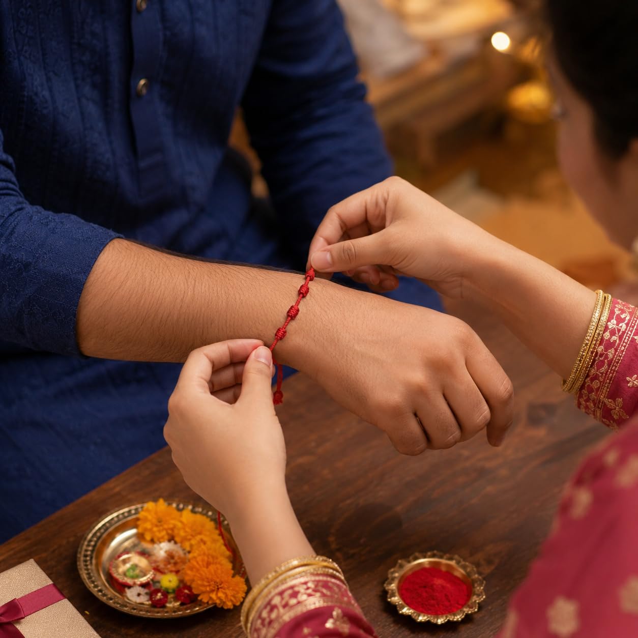 El Regalo Handmade Red Thread Rakhi for Brother | Traditional Mauli Kalava Rakhi | Adjustable Sacred Rakhi Bracelet for Men & Boys | Minimalist Designer Raksha Bandhan Rakhi | Premium Handcrafted Rakhi