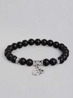 El Regalo OM Charm Healing Yoga 8mm Beads Stretchable Bracelets for Men/Women | OM Yoga Spiritual Jewelry (Black)