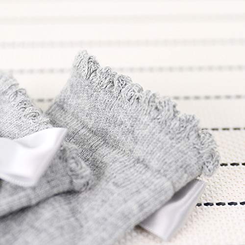 El Regalo Baby Girls Socks Knee High with Bows Princess Socks Kids Girls | Long Booties Vertical Striped Cotton Leg Warmer Socks (2-4 years) (Gray)