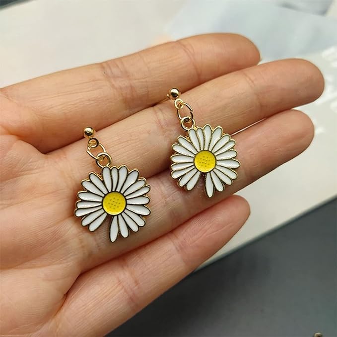 El Regalo Daisy Sunflower Necklace and Earring Set, Sunflower Boho Long Drop Handmade Pendant Necklace Choker with Sunflower Earrings Sets for Women Girls