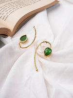 El Regalo Beautifully Handcrafted Gold Plated Brass Party Earrings- Trendy & Contemporary Stones Statement Earrings for Women (Green)