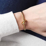 El Regalo Stainless Steel Forever Love Knot Infinity Cuff Bracelets for Girl & Women- Waterproof Infinity Knot Adjustable Bracelet (Gold)