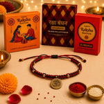 El Regalo Fancy & Traditional AUM/Shell Charm Rakhis for Brother | Elegant Auspicious Bracelet Rakhi for Bhai/Bhaiya with Roli Chawal in Gift Box (OM Rakhi - Red)