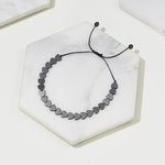 El Regalo Hematite Fine Beads Bracelet Rakhi for Brother- Polished Hematite Therapeutic Energy Healing Beads Rakhi with Roli Chawal, Message Card in Rakhi Gift Box for Bhai (Hearts)