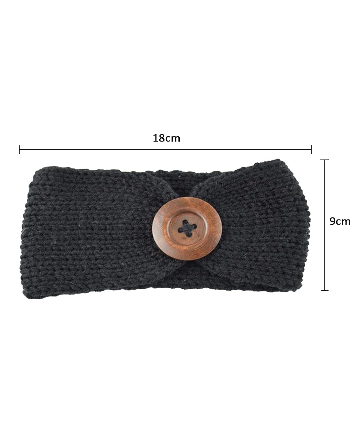El Regalo Baby Woolen Knitting Infant Button Headbands Turban Head Wrap Knotted Hair Band for Girls & Boys (Black)