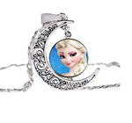 El Regalo Frozn Crescent Moon Ice Princess Ana El-sa Necklace for Kids/Girls (El-sa Sky Blue)