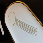 El Regalo 1 Pair Shining Long Tassel Earcuff Climber Earring- Contemporary Ear Cuff Wrap, No Piercing Ear Climber Earring for Girls & Women (Golden)