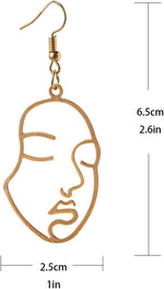 El Regalo "Chehra" Abstract Face Earrings- Gold Tone Geometric Hollow Face Earrings for Girls & Women- Vintage Fashion (Face Hook)